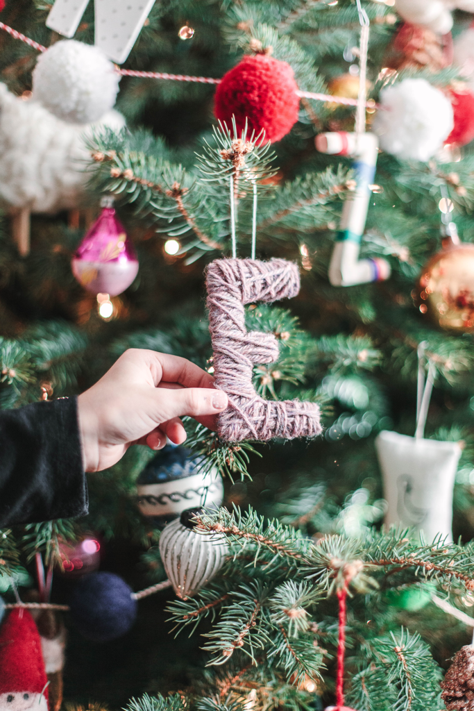 christmas handicraft with yarn